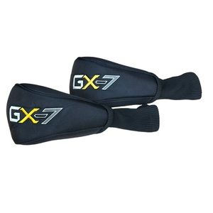 Two (2) GX-7 14* Black Gold White Silver Embroidered Driver Head Covers EX Cond